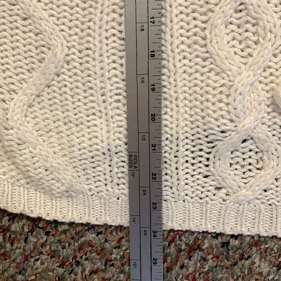 Vintage 80s Needles & Yarn Ivory Cable Knit Floral Yoke Crewneck Sweater Size M - Picture 12 of 13
